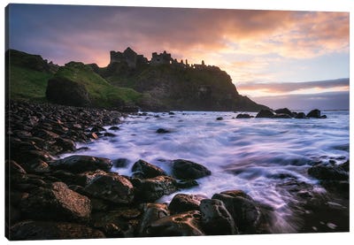 Sunset At The Coast Of Northern Ireland Canvas Art Print - Daniel Gastager