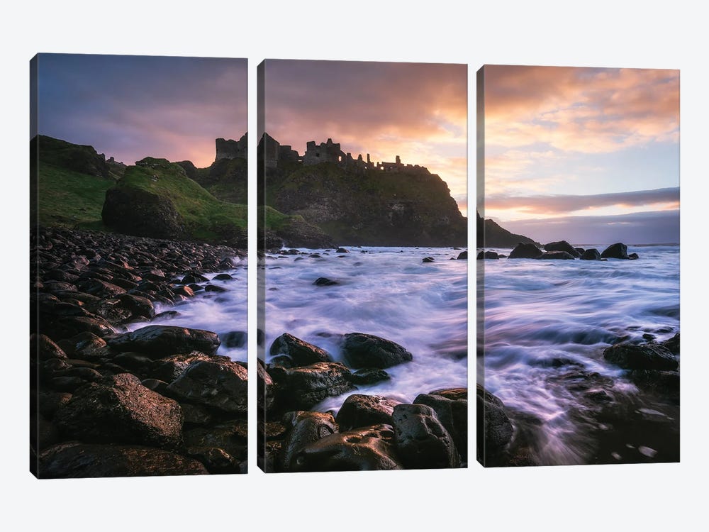 Sunset At The Coast Of Northern Ireland by Daniel Gastager 3-piece Canvas Art
