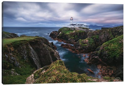 A Stormy Sunset At Fanad Head Lighthouse In Ireland Canvas Art Print