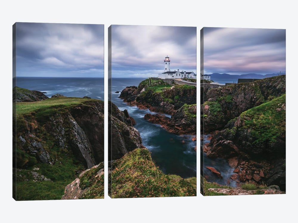 A Stormy Sunset At Fanad Head Lighthouse In Ireland by Daniel Gastager 3-piece Canvas Wall Art