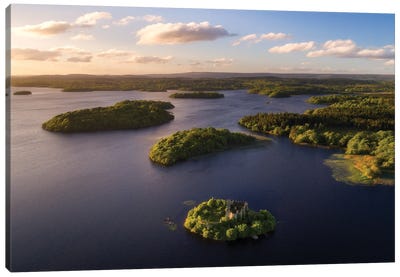 An Irish Lake At Sunset From Above Canvas Art Print - Daniel Gastager