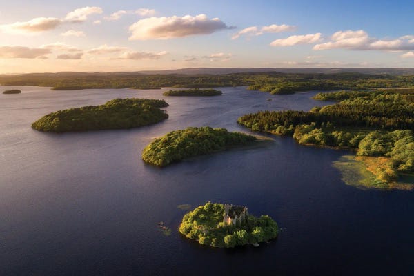 Daniel Gastager: An Irish Lake At Sunset From Above by Daniel Gastager