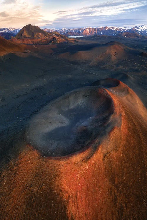 A Red Crater From Above In The Icelandic Highlands