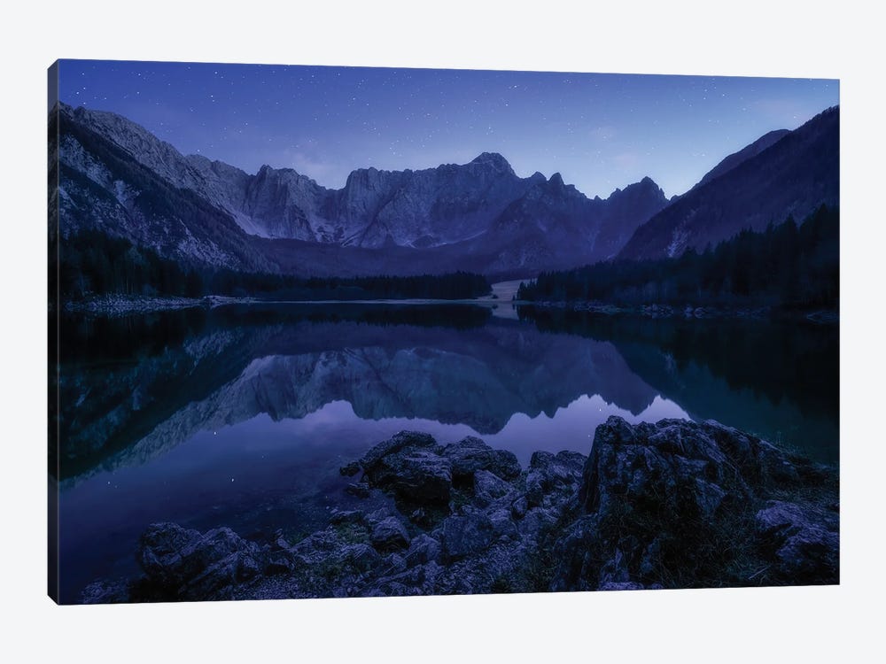 Blue Night At Fusine Lake In The Italian Alps by Daniel Gastager 1-piece Canvas Art