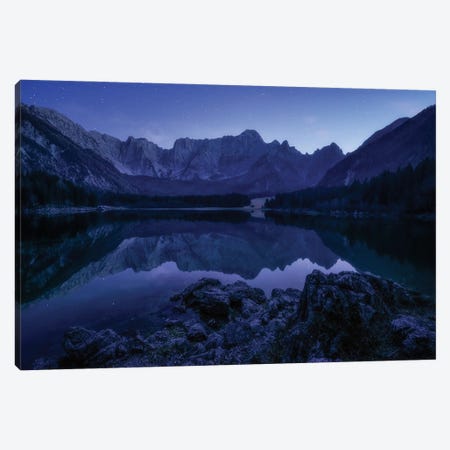 Blue Night At Fusine Lake In The Italian Alps Canvas Print #DGG348} by Daniel Gastager Canvas Art Print
