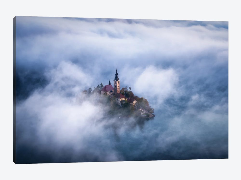 Foggy View Above Lake Bled In Slovenia by Daniel Gastager 1-piece Canvas Artwork