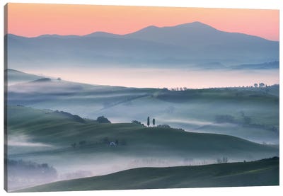 Dawn At The Hills Of The Beautiful Tuscany Canvas Art Print