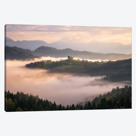 Foggy Morning At The Mountain In Slovenia Canvas Print #DGG356} by Daniel Gastager Canvas Print