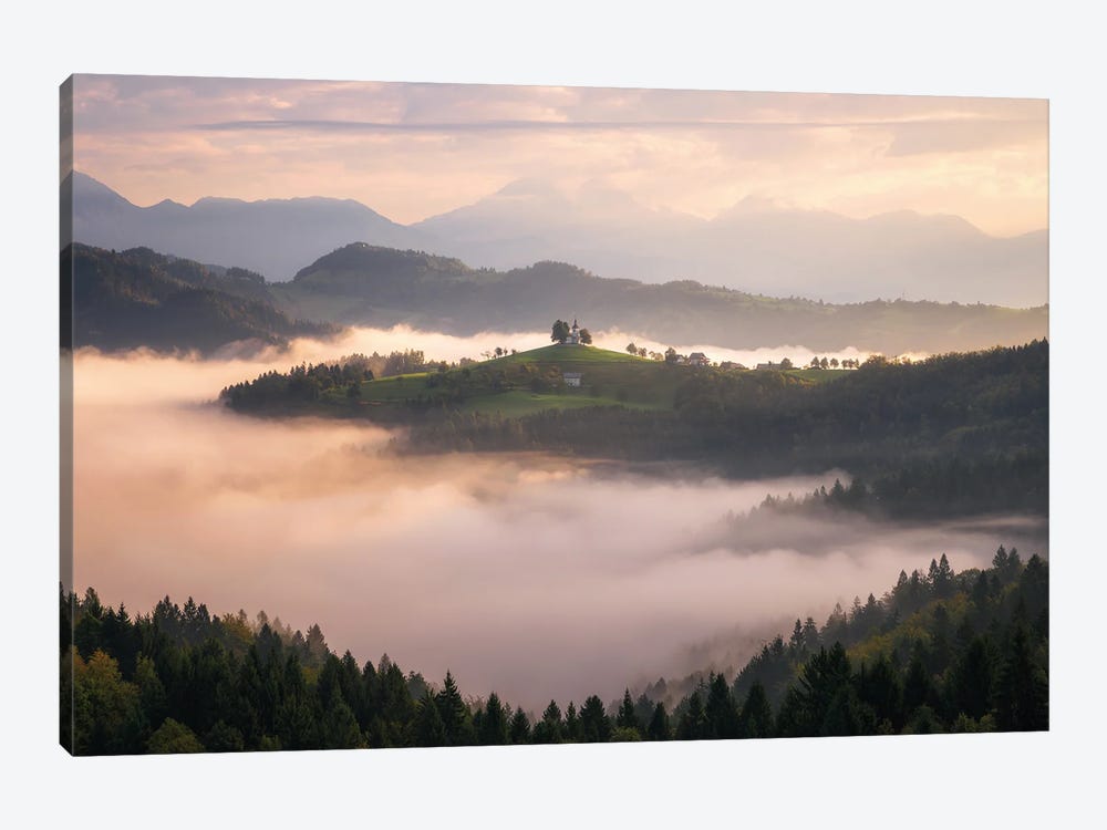 Foggy Morning At The Mountain In Slovenia by Daniel Gastager 1-piece Art Print