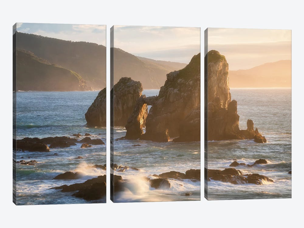 Golden Hour At The Coast Of Northern Spain by Daniel Gastager 3-piece Canvas Art