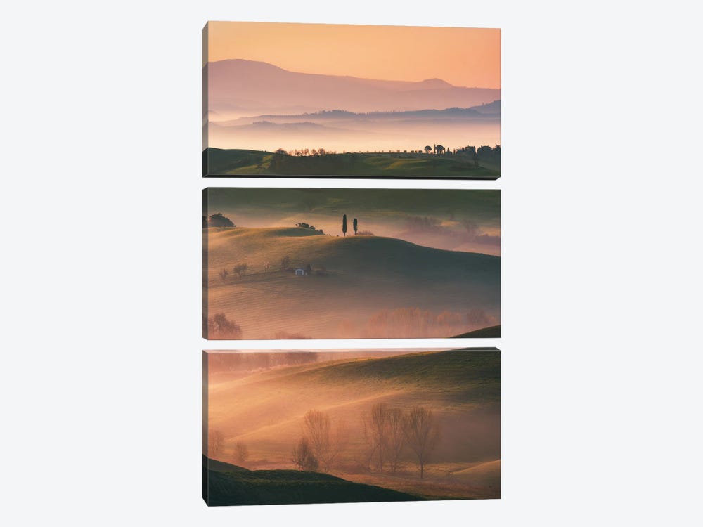 Golden Morning In The Hills Of The Beautiful Tuscany by Daniel Gastager 3-piece Canvas Art Print