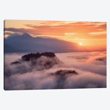 Golden Sunrise Above The Clouds In Slovenia Canvas Print #DGG363} by Daniel Gastager Canvas Print