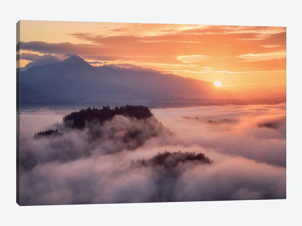 Golden Sunrise Above The Clouds In Slovenia by Daniel Gastager 1-piece Art Print