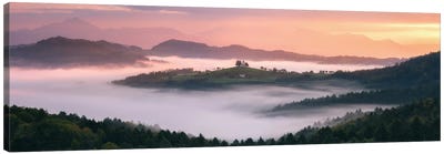 Golden Fall Sunrise In The Hills Of Slovenia Canvas Art Print - Slovenia