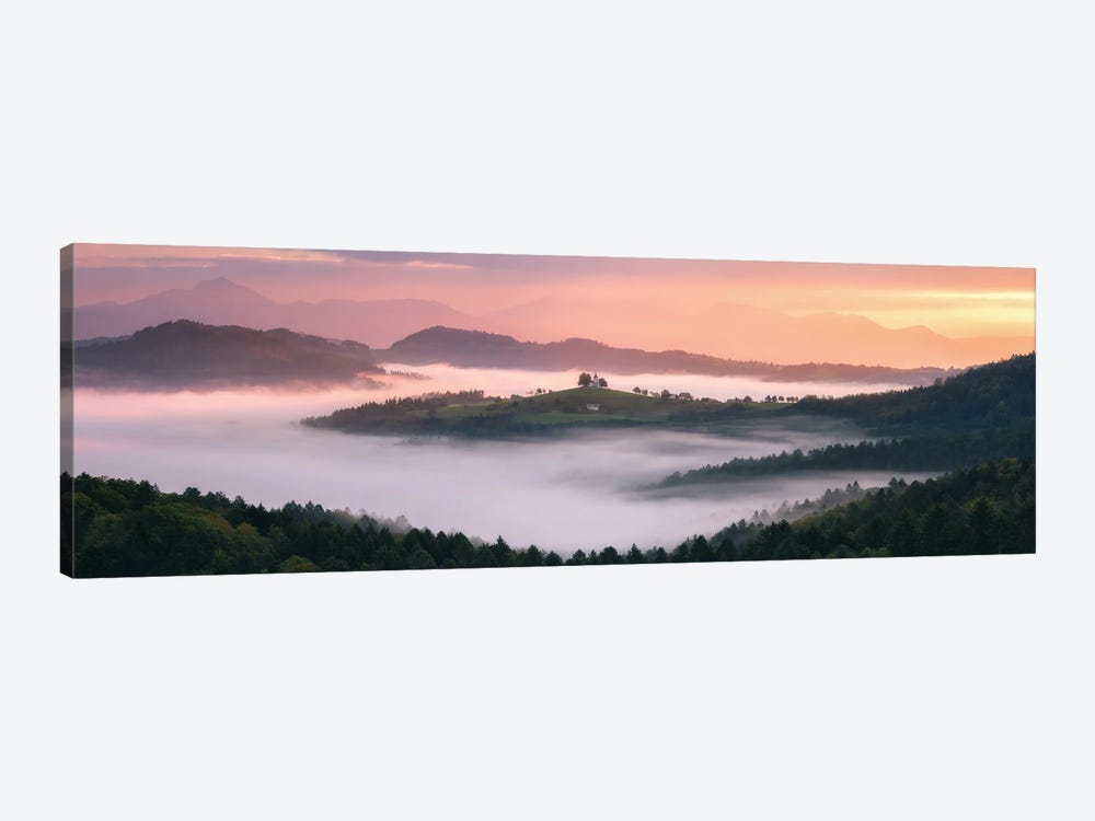 Golden Fall Sunrise In The Hills Of Slovenia by Daniel Gastager 1-piece Canvas Art