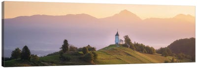 Golden Sunrise Panorama In Slovenia Canvas Art Print - Slovenia