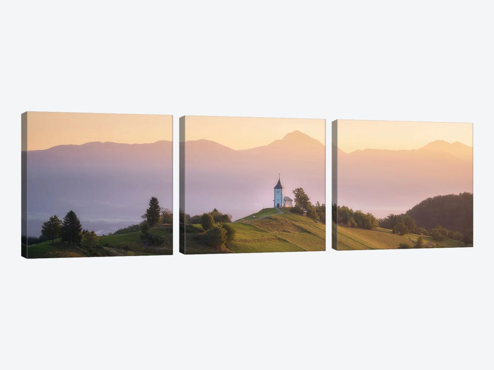 Golden Sunrise Panorama In Slovenia by Daniel Gastager 3-piece Art Print