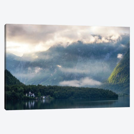 A Foggy Morning At Hallstatt Lake In Austria Canvas Print #DGG368} by Daniel Gastager Art Print