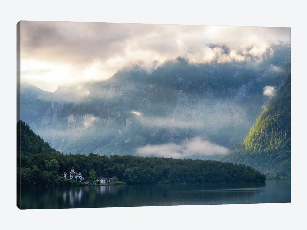 A Foggy Morning At Hallstatt Lake In Austria by Daniel Gastager 1-piece Canvas Art