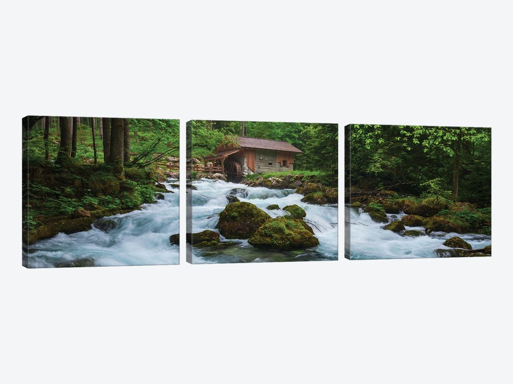 A Hut At A Wild Forest Stream In Austria by Daniel Gastager 3-piece Canvas Art Print