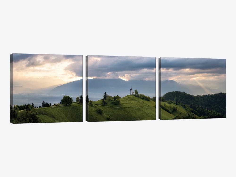 Dramatic Sunset Panorama In Slovenia by Daniel Gastager 3-piece Canvas Print