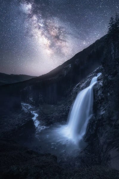 Daniel Gastager: The Milky Way Above A Huge Waterfall In Austria by Daniel Gastager