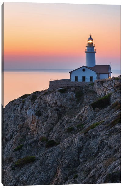 A Lighthouse In Mallorca At Sunsest Canvas Art Print