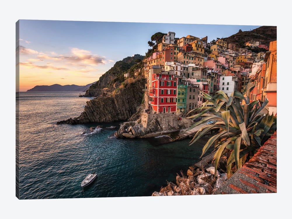 Sunset At Riomaggiore In Italy by Daniel Gastager 1-piece Canvas Art