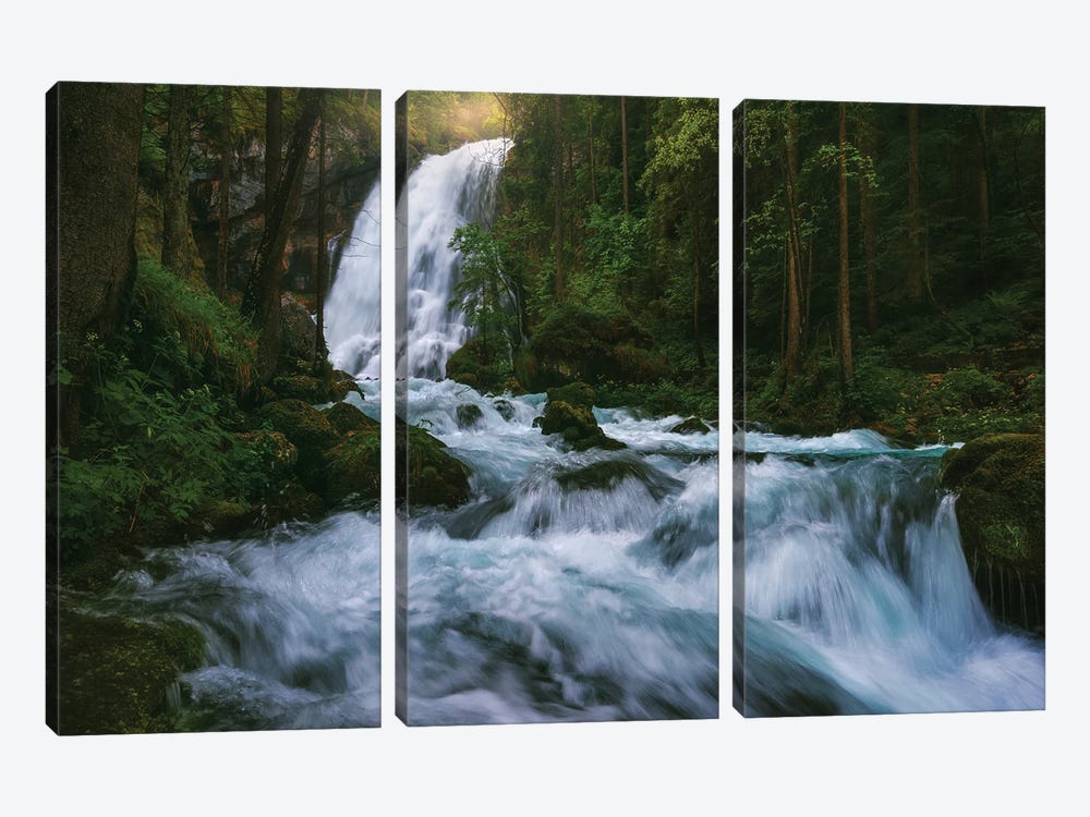Spring At Gollinger Waterfall In Austria by Daniel Gastager 3-piece Canvas Art