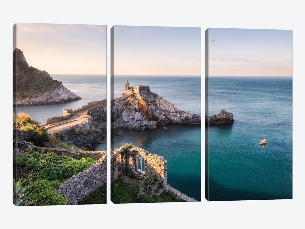 Sunny Morning At The Coast Of Italy by Daniel Gastager 3-piece Canvas Wall Art