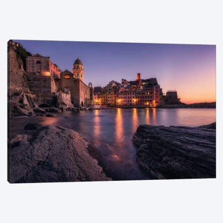 Sunset At Vernazza In Italy Canvas Print #DGG387} by Daniel Gastager Canvas Artwork