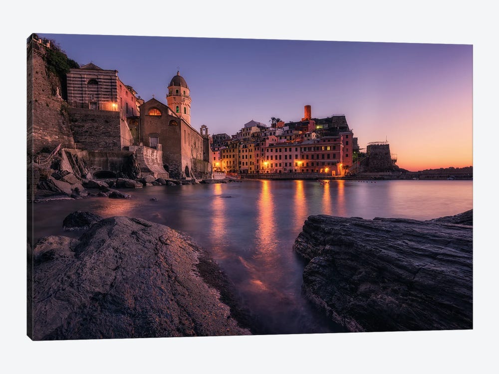 Sunset At Vernazza In Italy by Daniel Gastager 1-piece Canvas Art Print