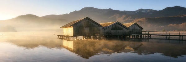 Bavaria: Three Huts At Kochelsee In Germany by Daniel Gastager