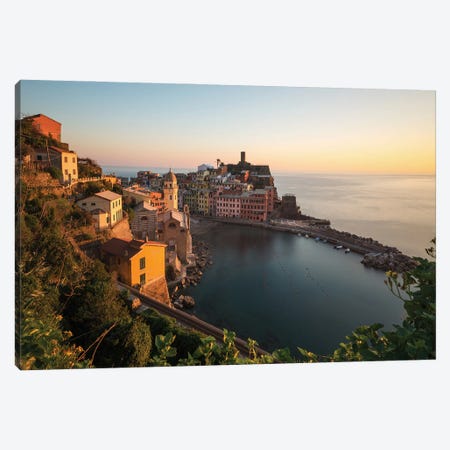 Golden Hour At Vernazza In Italy Canvas Print #DGG391} by Daniel Gastager Canvas Artwork
