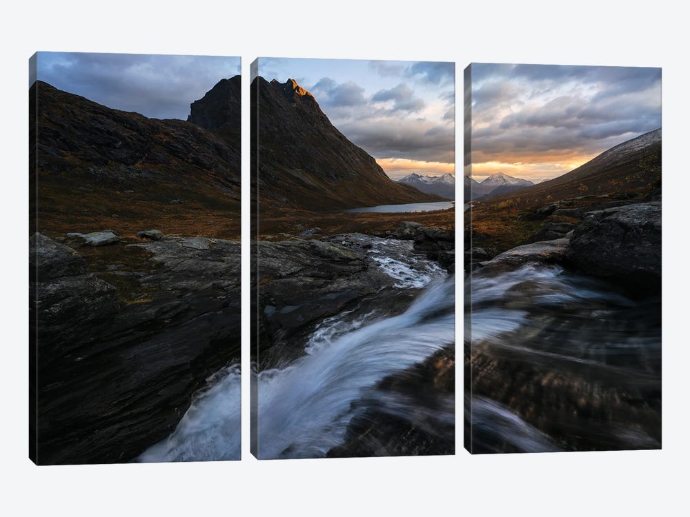 Dramatic Sunrise In The Mountains Of Norway by Daniel Gastager 3-piece Canvas Art Print