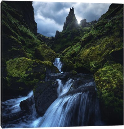 Moody Green Canyon In Iceland Canvas Art Print - Daniel Gastager