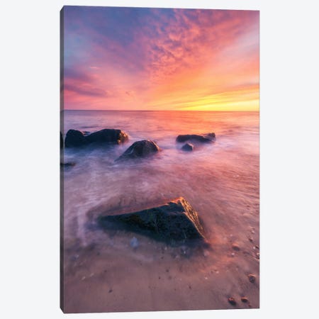 Colorful Sunset At The Beach Canvas Print #DGG402} by Daniel Gastager Canvas Artwork