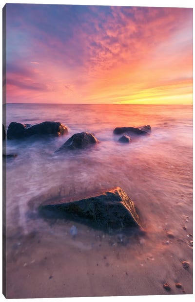 Colorful Sunset At The Beach Canvas Art Print - Daniel Gastager