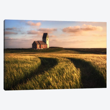 Danish Church On A Golden Spring Sunset Canvas Print #DGG403} by Daniel Gastager Canvas Wall Art