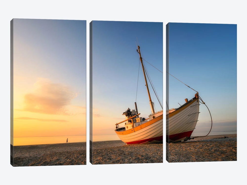 Last Light At The Beach In Denmark by Daniel Gastager 3-piece Canvas Wall Art