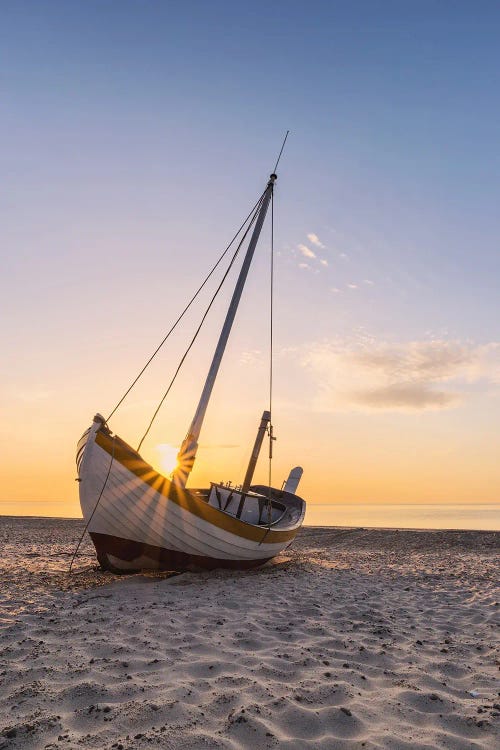 Golden Hour At The Fishing Beach In Denmark