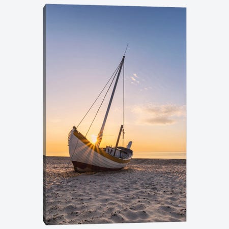 Golden Hour At The Fishing Beach In Denmark Canvas Print #DGG408} by Daniel Gastager Canvas Wall Art