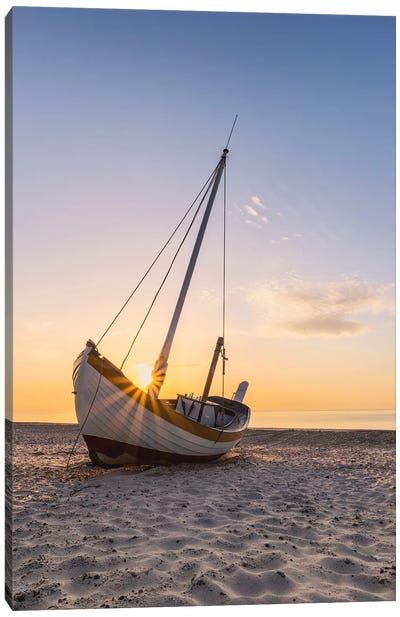 Golden Hour At The Fishing Beach In Denmark Canvas Art Print - Daniel Gastager