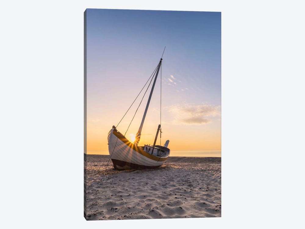 Golden Hour At The Fishing Beach In Denmark by Daniel Gastager 1-piece Canvas Print