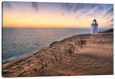 Sunset At Rubjerg Knude At The Coast Of Denmark Canvas Art Print - Daniel Gastager