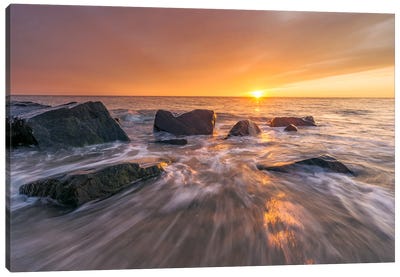 Sunset At The Coast In Denmark Canvas Art Print - Daniel Gastager
