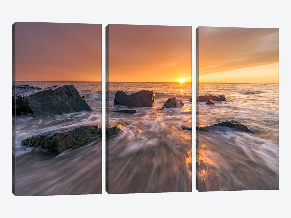 Sunset At The Coast In Denmark by Daniel Gastager 3-piece Art Print