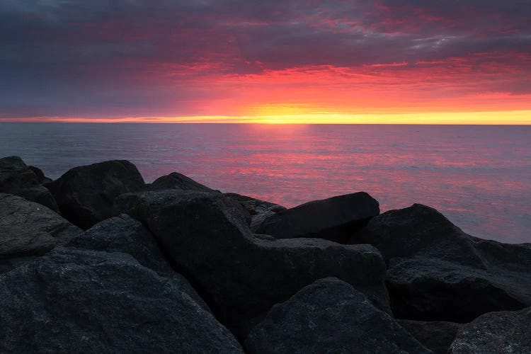 Last Colorful Light At The Coast Of Denmark