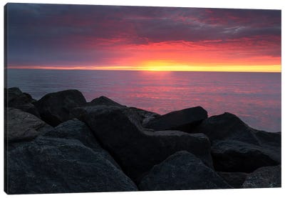 Last Colorful Light At The Coast Of Denmark Canvas Art Print - Daniel Gastager