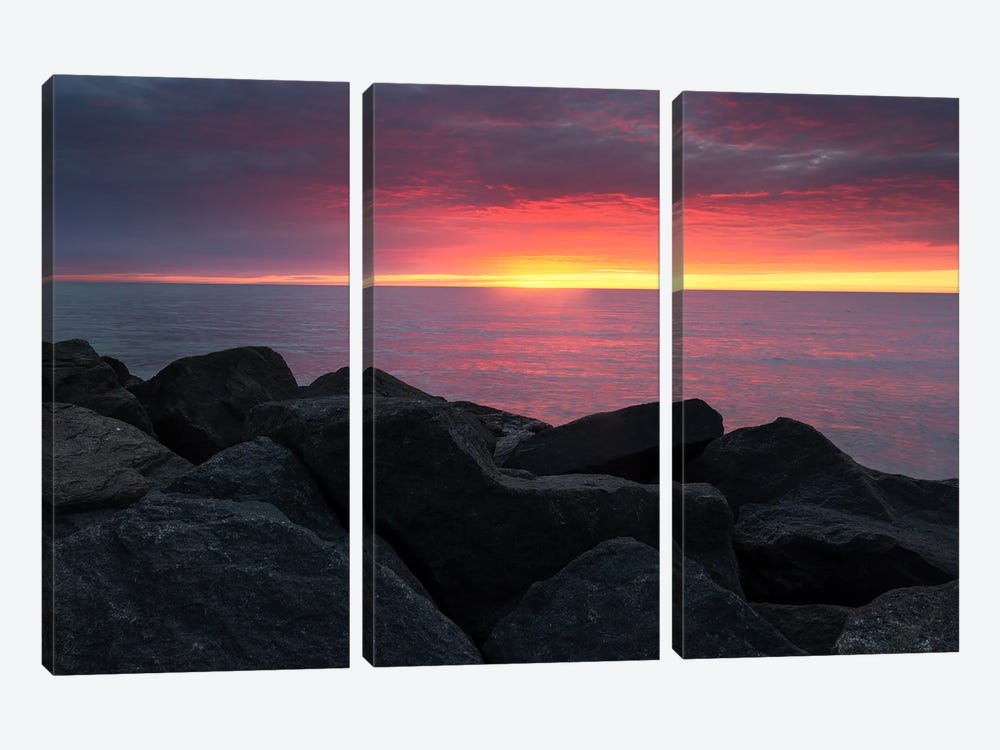 Last Colorful Light At The Coast Of Denmark by Daniel Gastager 3-piece Canvas Print